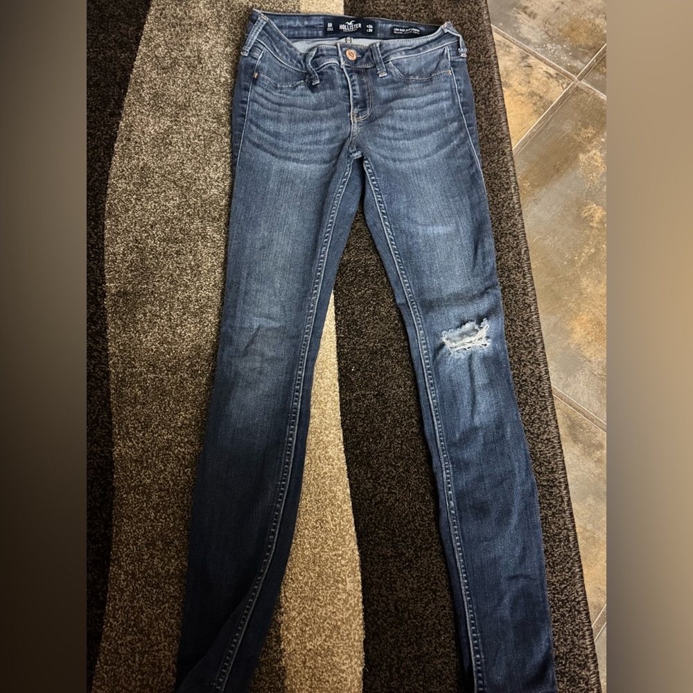Hollister Blue Skinny Jeans with Distressed Details